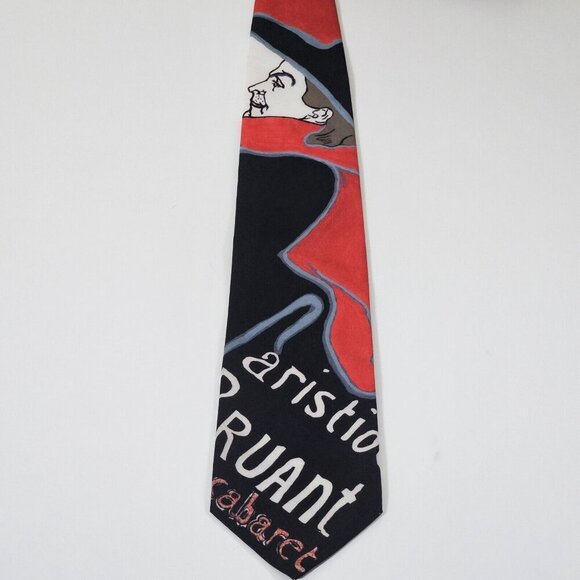 Ralph Marlin Tie Vintage Art To Wear Toulouse-Lautrec USA W3.75 L57.5  Boho - Picture 3 of 15